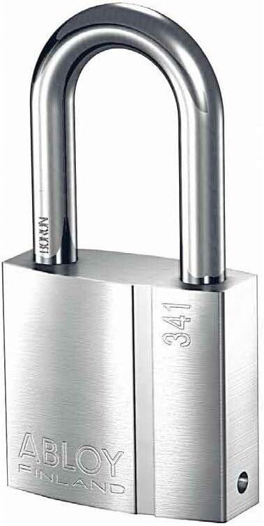 Abloy Sentry PL341/50B Brass Padlock w/ 2 Keys, Chrome Finish