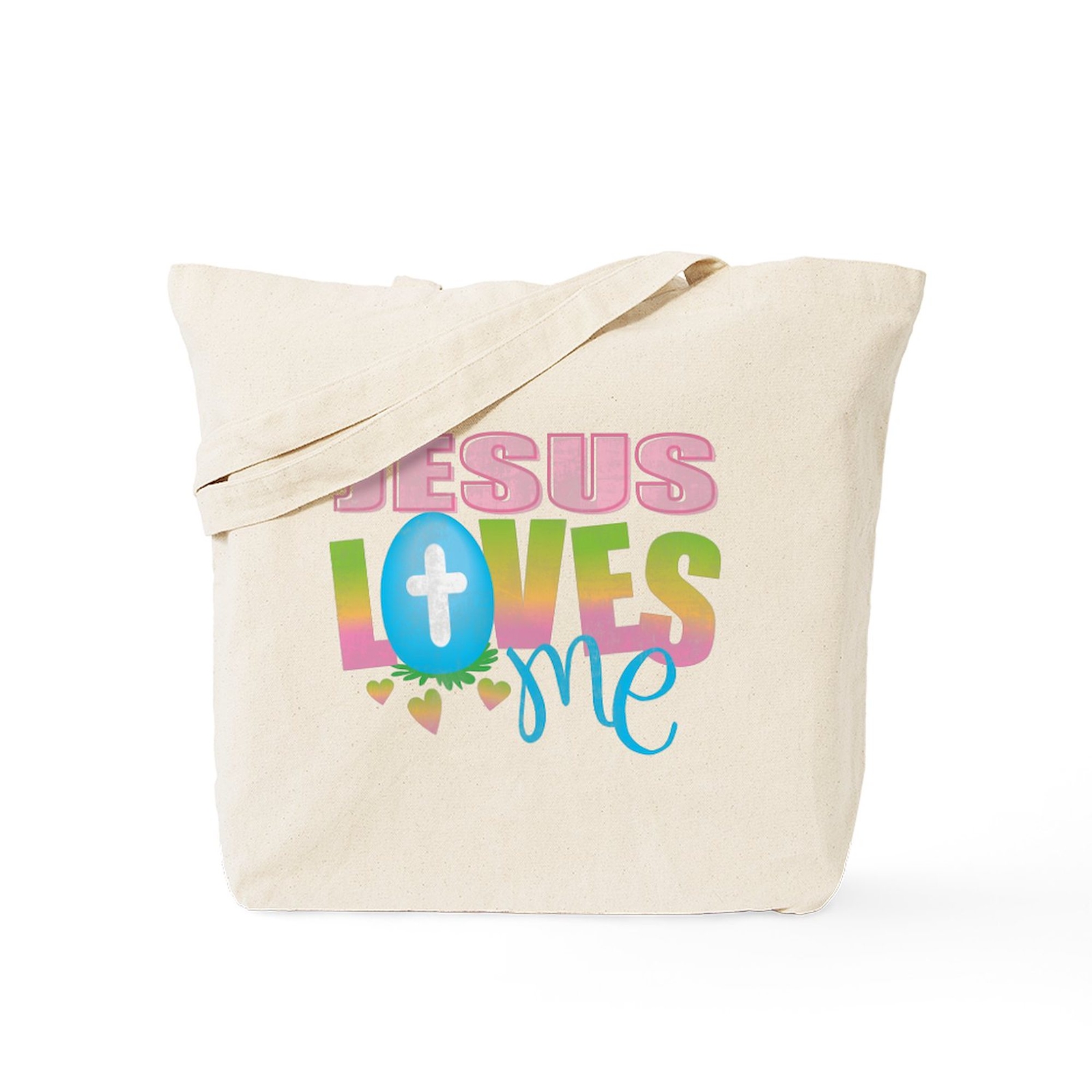 CafePress Jesus Loves Me Natural Canvas Tote Bag, Cloth Shopping Bag (518045294)