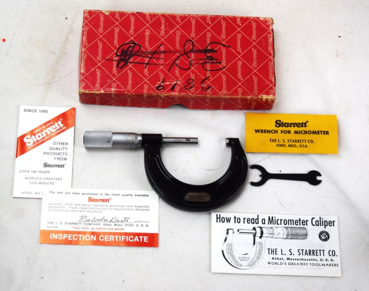 Starrett 1 in. No. 436 2 in. T436P-2 Micrometer Caliper w/Box