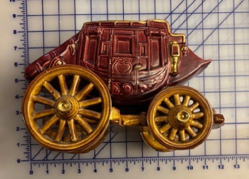 Vintage Allen Shaw Stagecoach Planter Burgundy & Gold