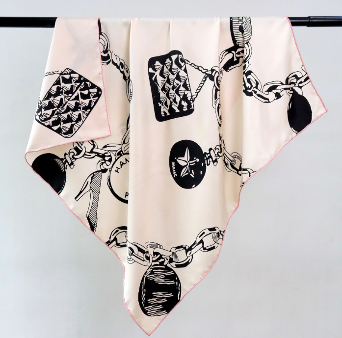 18 Momme Twill Silk Square Shawl Neckerchief 88X88cm Wrap necklace Print Scarf