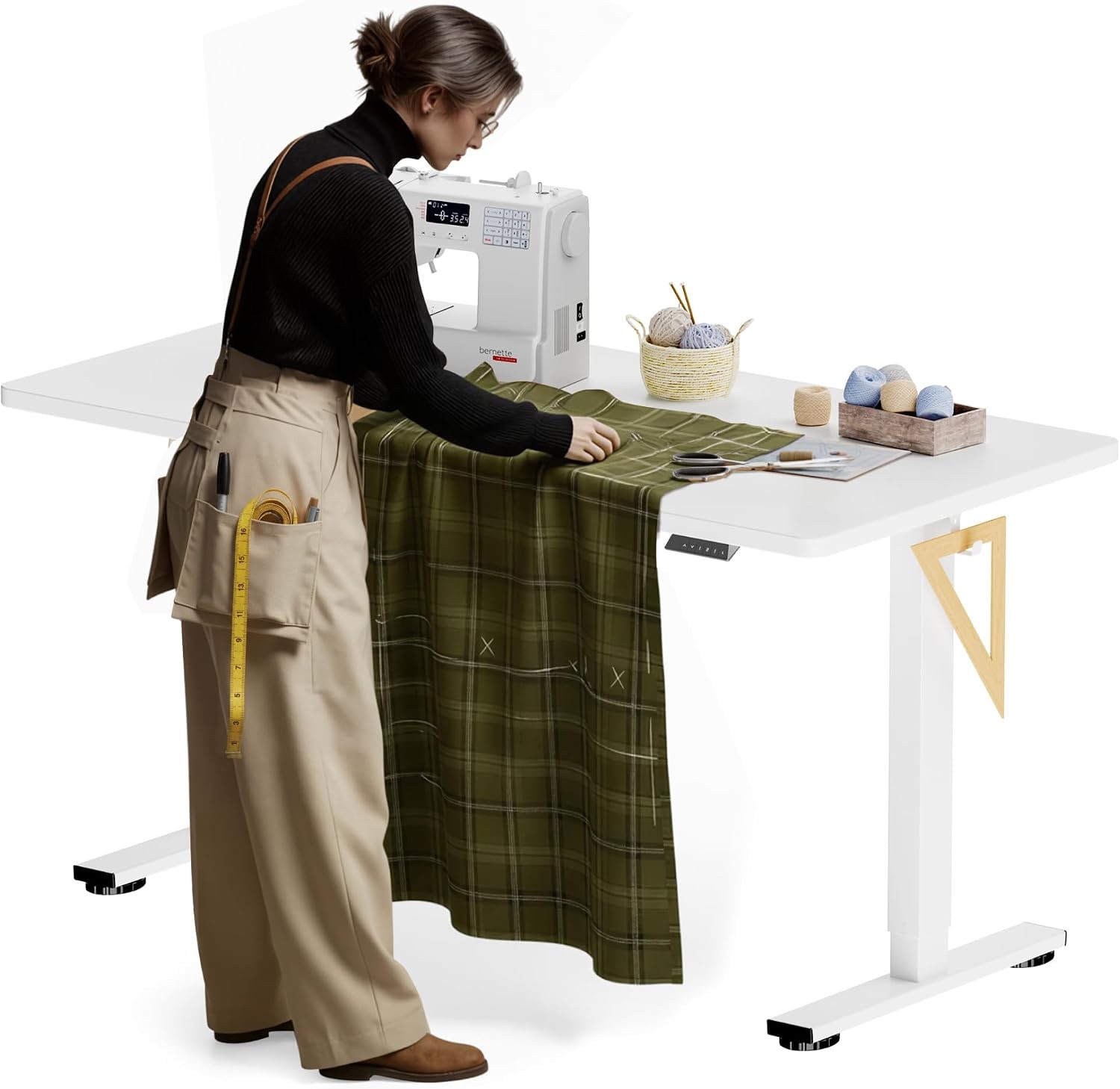 Electric Adjustable Workbench 55x28 Inches Ergonomic Worktable Garage Workshop