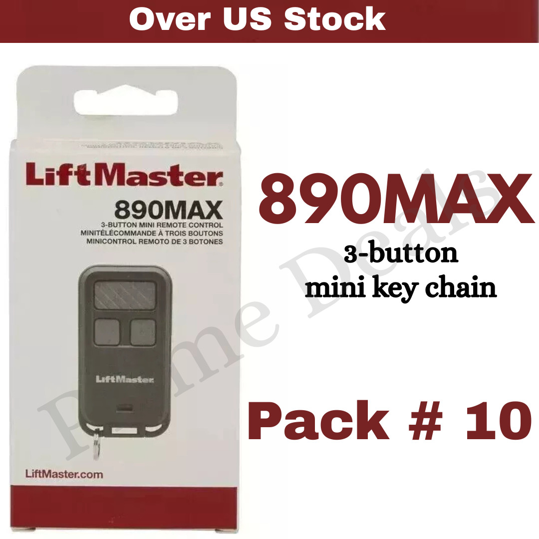 LiftMaster 890MAX Mini Key Chain Garage Door Opener 2.0+security Pack of 10