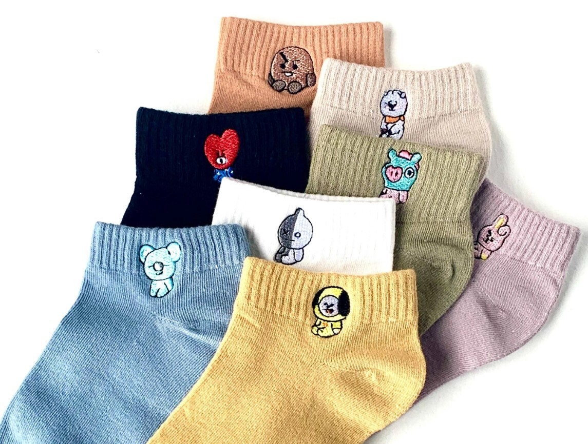 BTS Bangton Boys KPOP Cute Cartoon Cotton Socks Women Girls Army 8 Pair