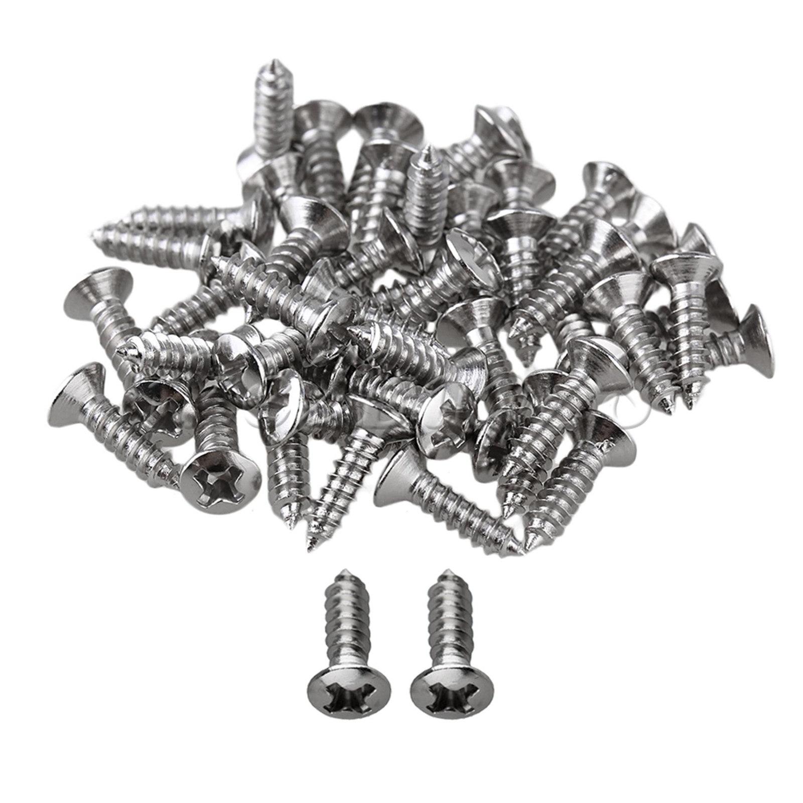 50PCS Chrome Guitar Bass Pickguard Mounting Screws for Electric Guitar