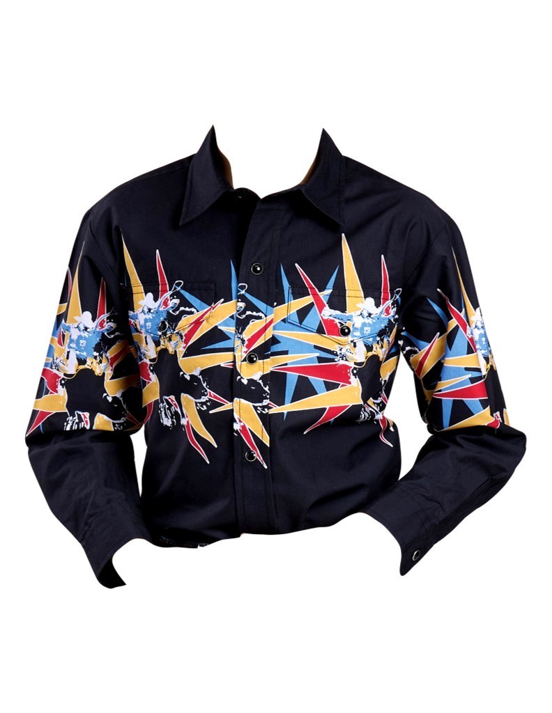Roper Western Shirt Boys L/S Star Bull Black 03-030-0421-0221 BL