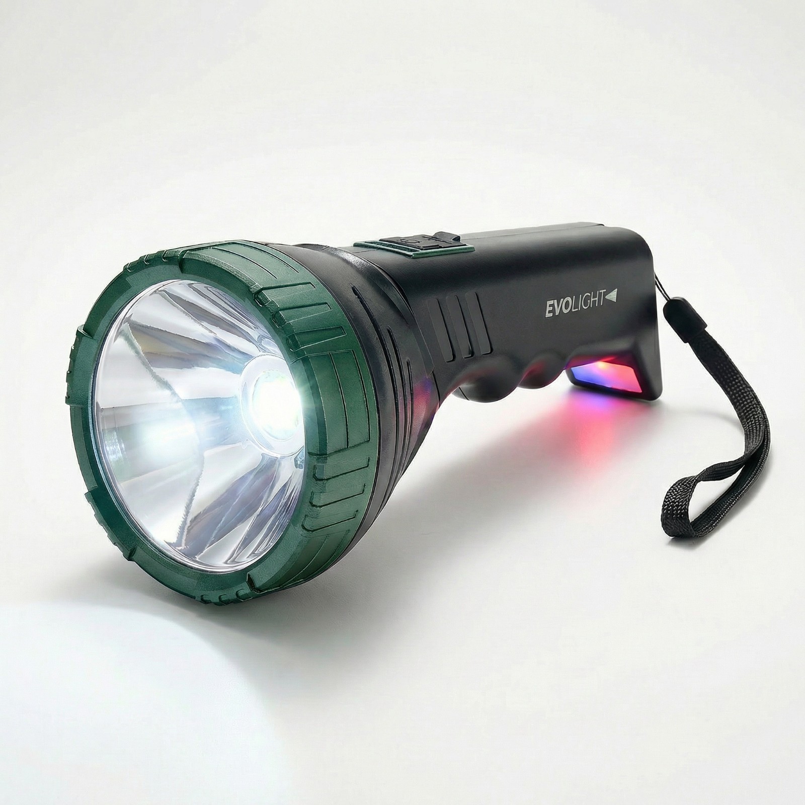 EVOLight - Rechargeable LED Flashlight with Built-in Power Bank - BLACK & GREEN