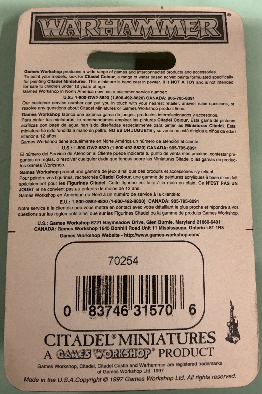 Warhammer 8570L Eternal Host NIB OOP Metal