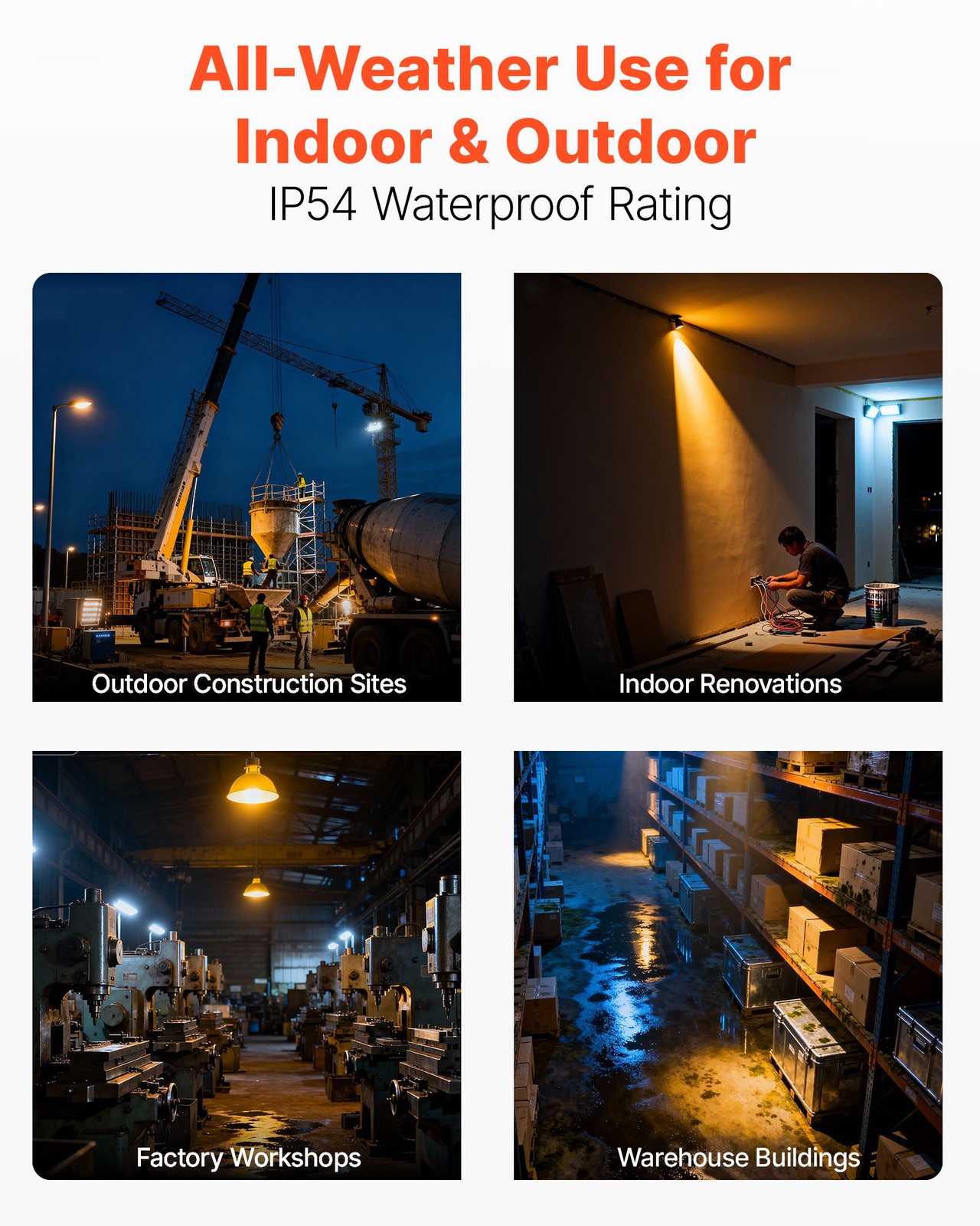 VEVOR LED Temporary Work Light 150W Construction Light 5000K Job Site Lighting