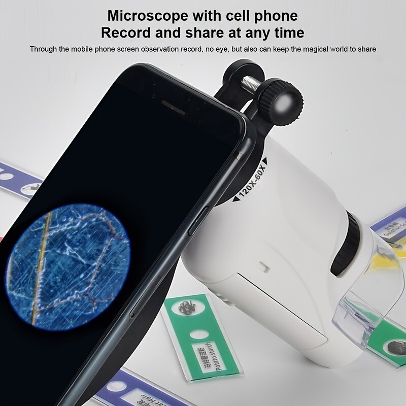 Kids Portable Microscope Handheld Mini Microscope Toy With LED Light - 60X-120X