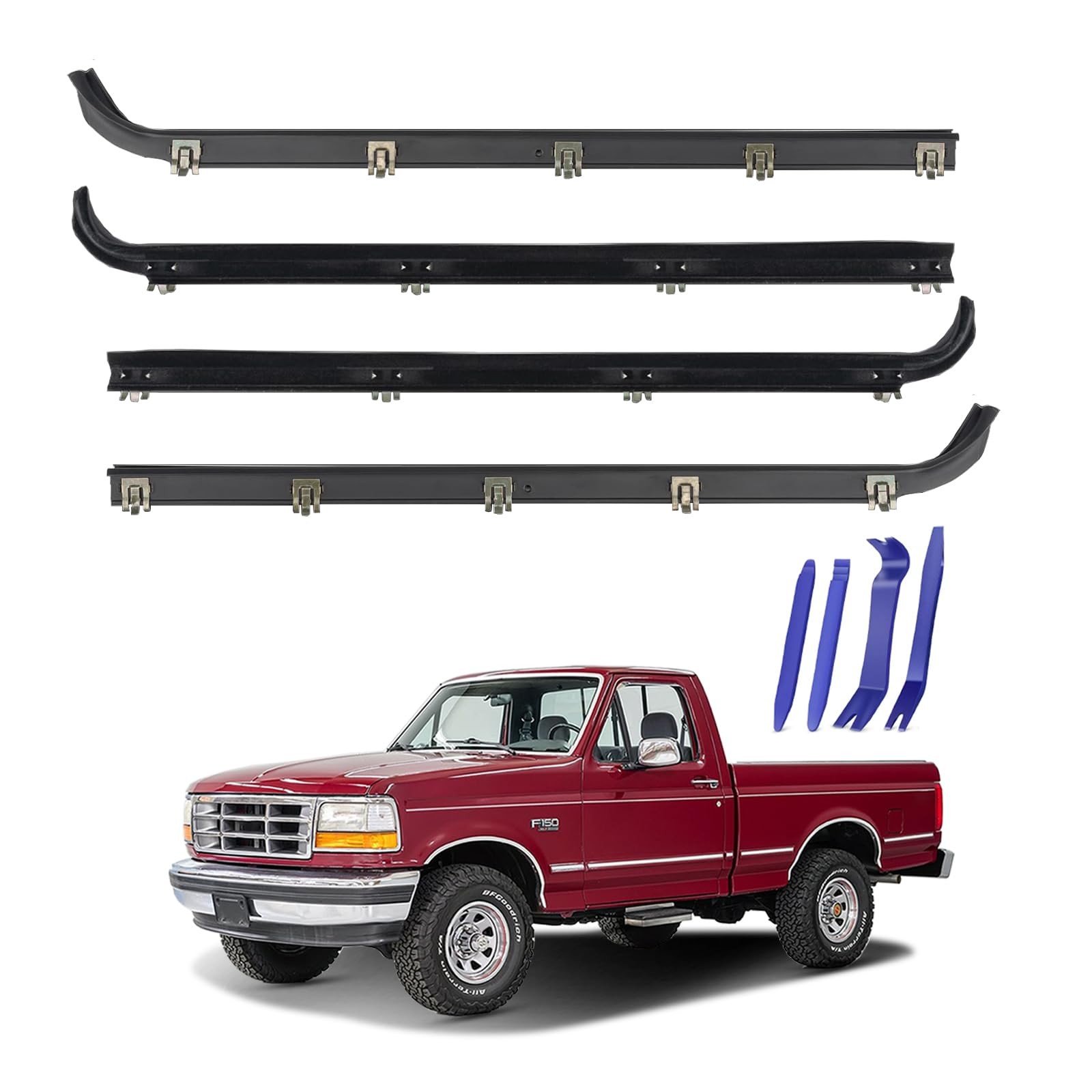 Window Molding Sweep Felt Trim Seal Front Inner & Outer Door 1987-1997 Ford