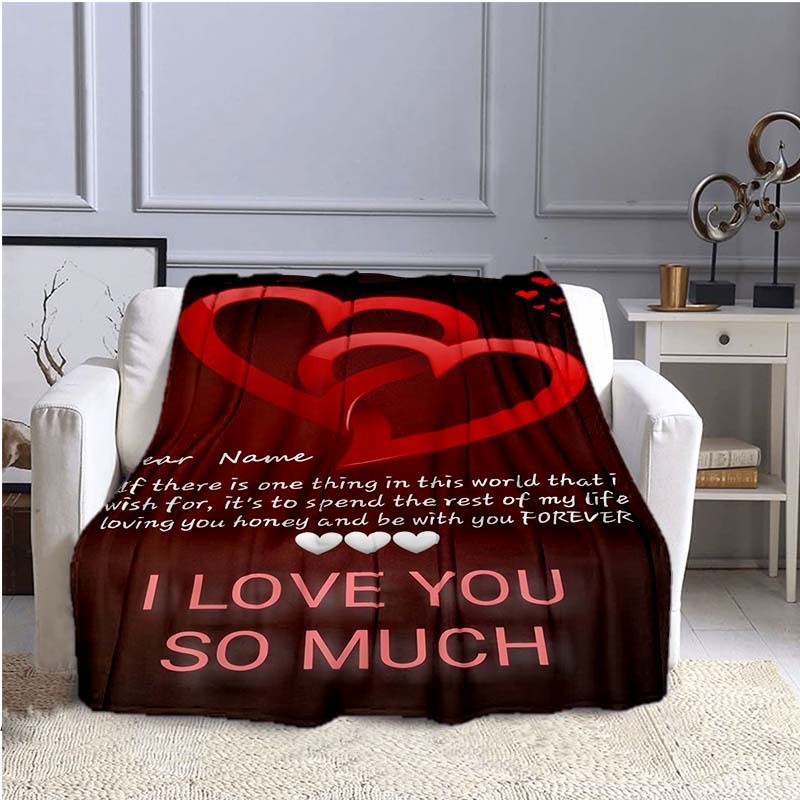 Custom Name Love Note Flannel Blanket Throw Personalized "I Love You So Much" ❀