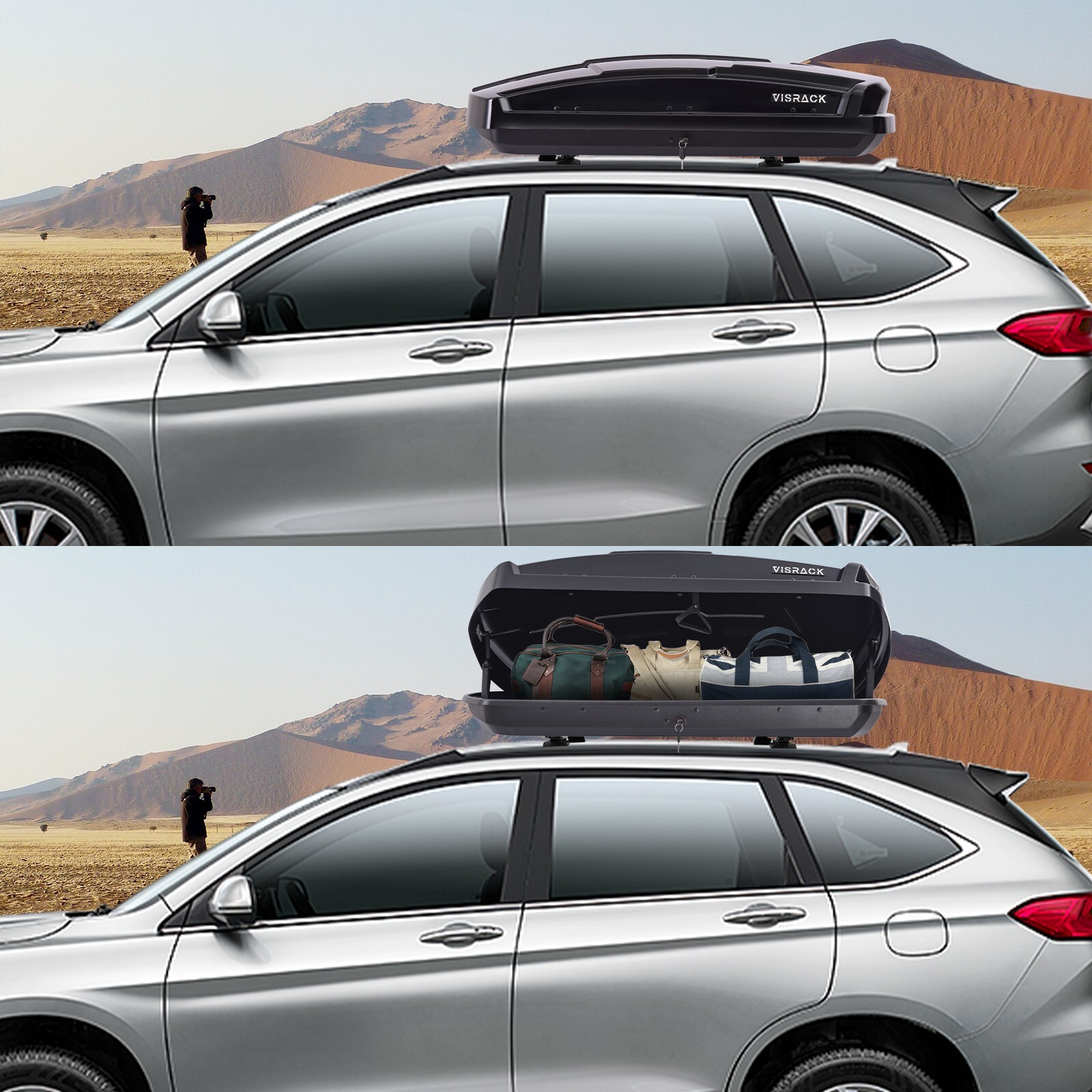 15 Cubic Feet Car Top Cargo Carrier Vehicle Roof Mount Luggage Storage Box 2 Key