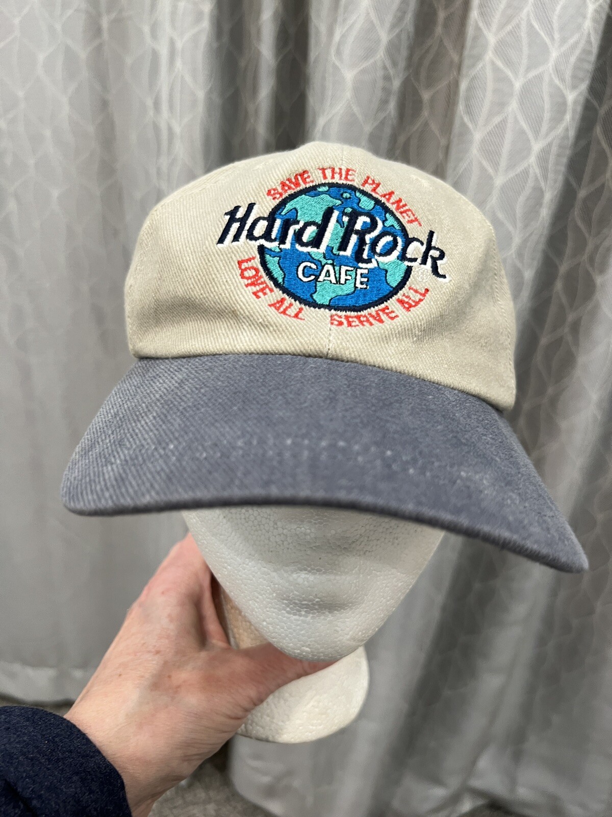 Hard Rock Orlando Tan Hat with Gray bill Hard Rock Patch Front Orlando Back Adj