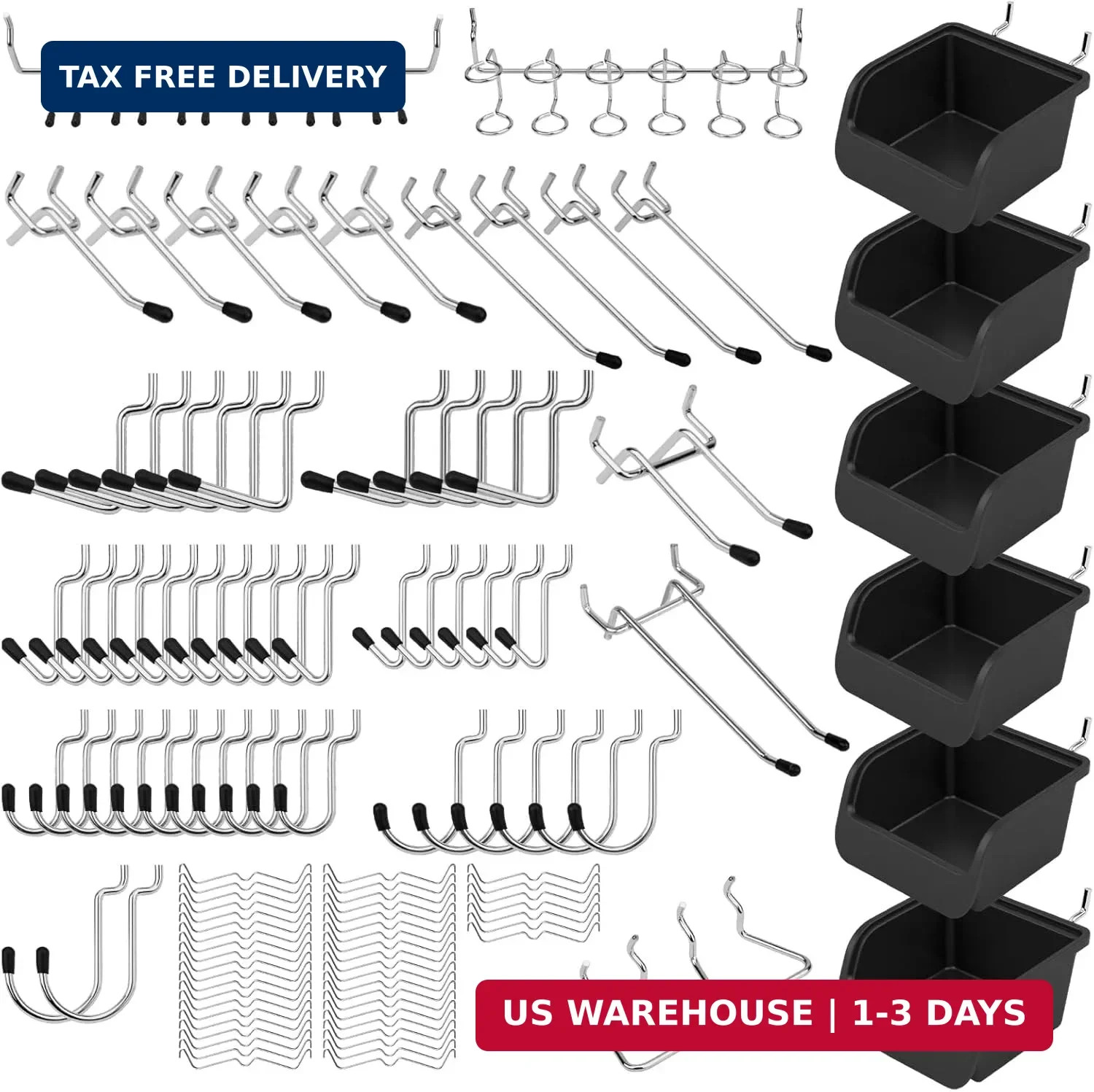 Ultimate 121-Piece Pegboard Hooks Set, Pegboard Accessories with Metal Hooks, Du