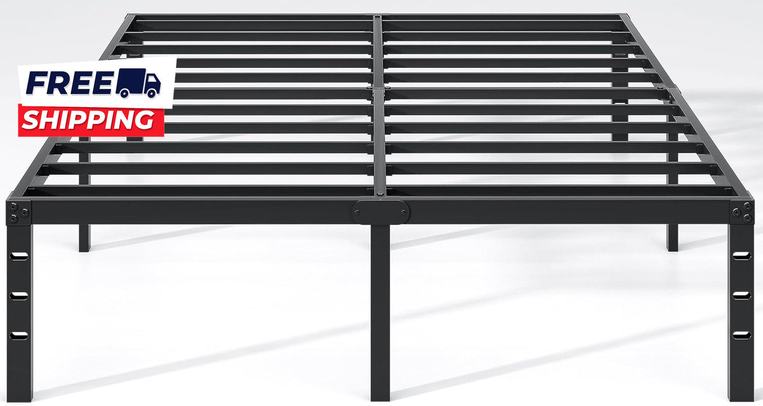 Metal Bed Frame Queen Size Bed Frame with Storage Space Heavy Duty Sturdy