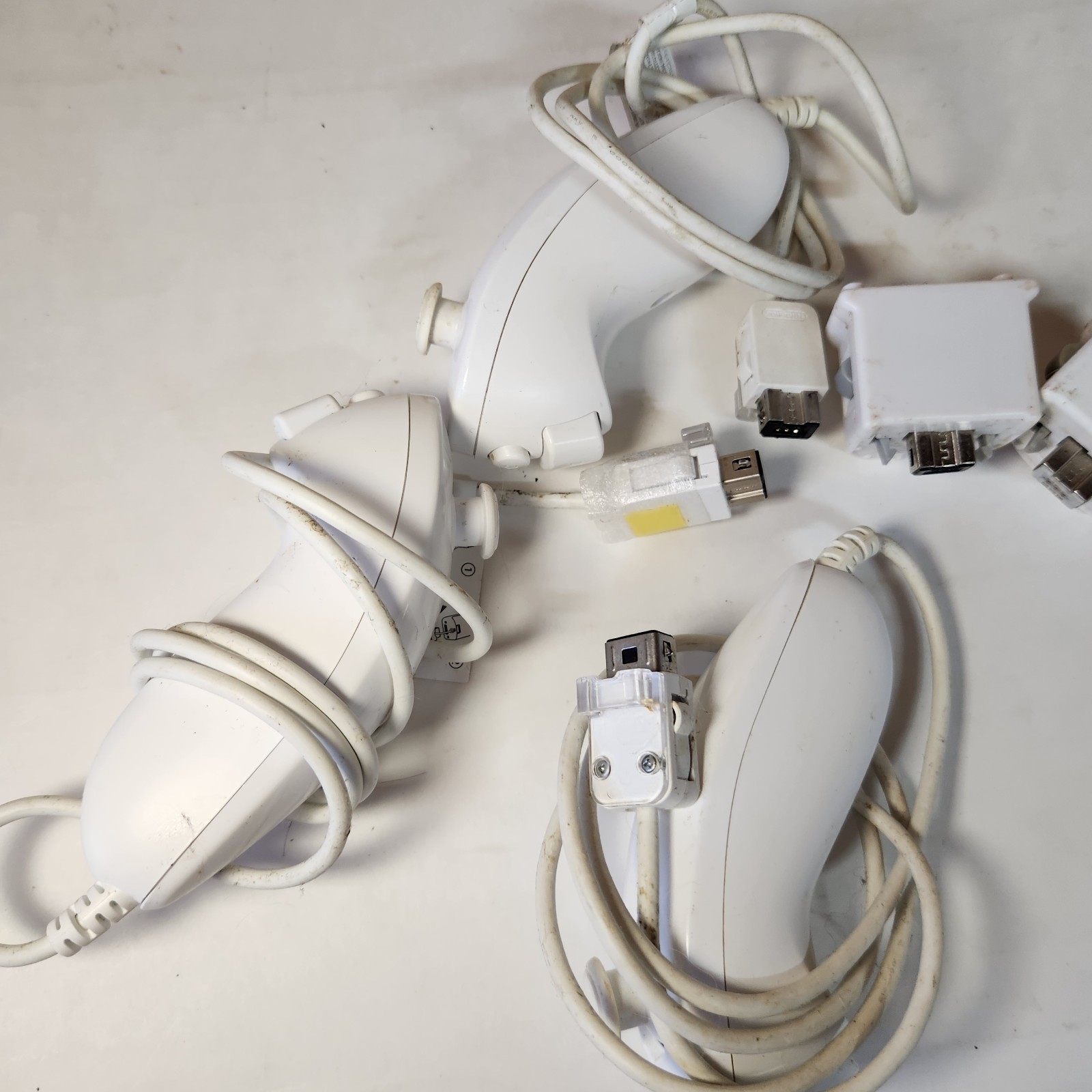 Nintendo Wii Nunchuck Lot 3 + Motion Plus Adapters x3 White OEM Controller Acces
