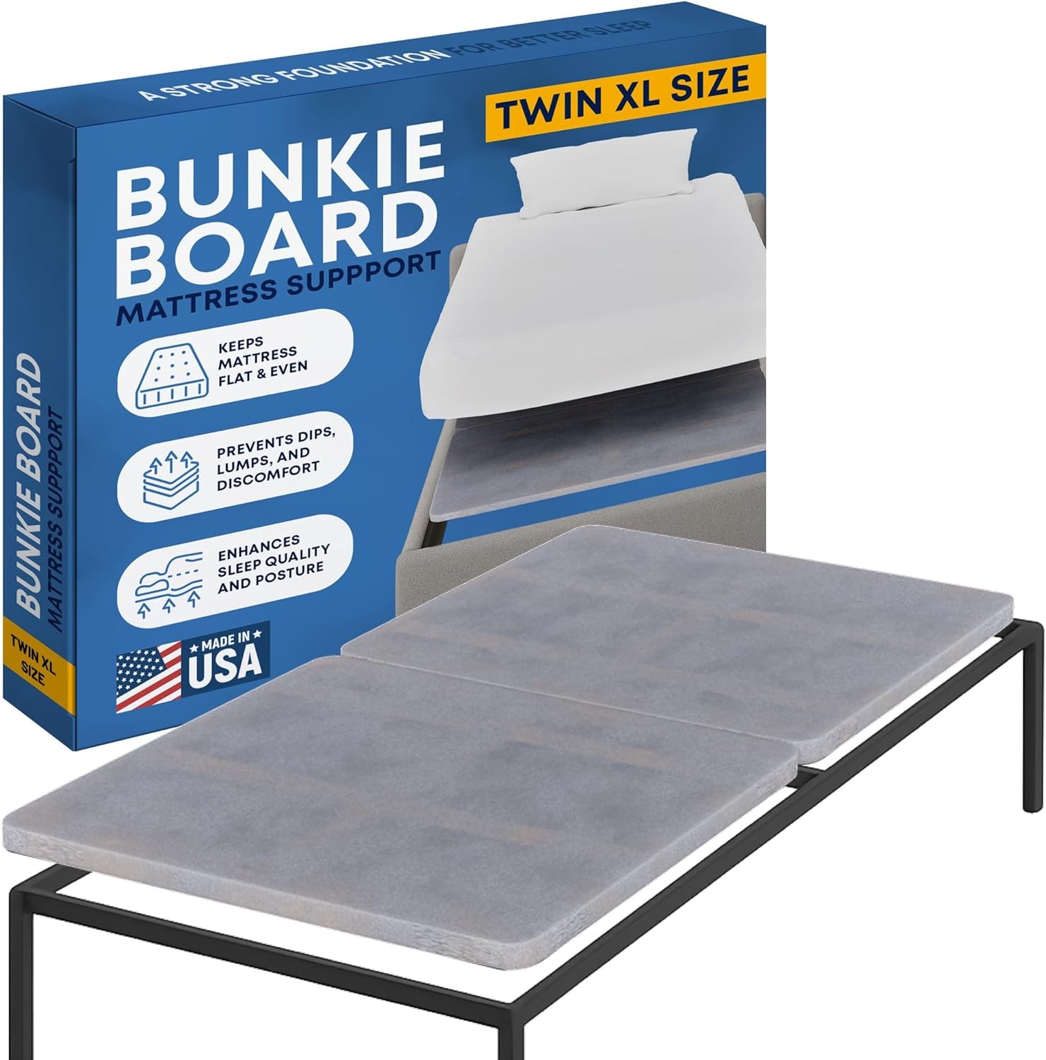 , Premium 38mm Split Wood Bunkie Board Twin XL Size Bed - Under
