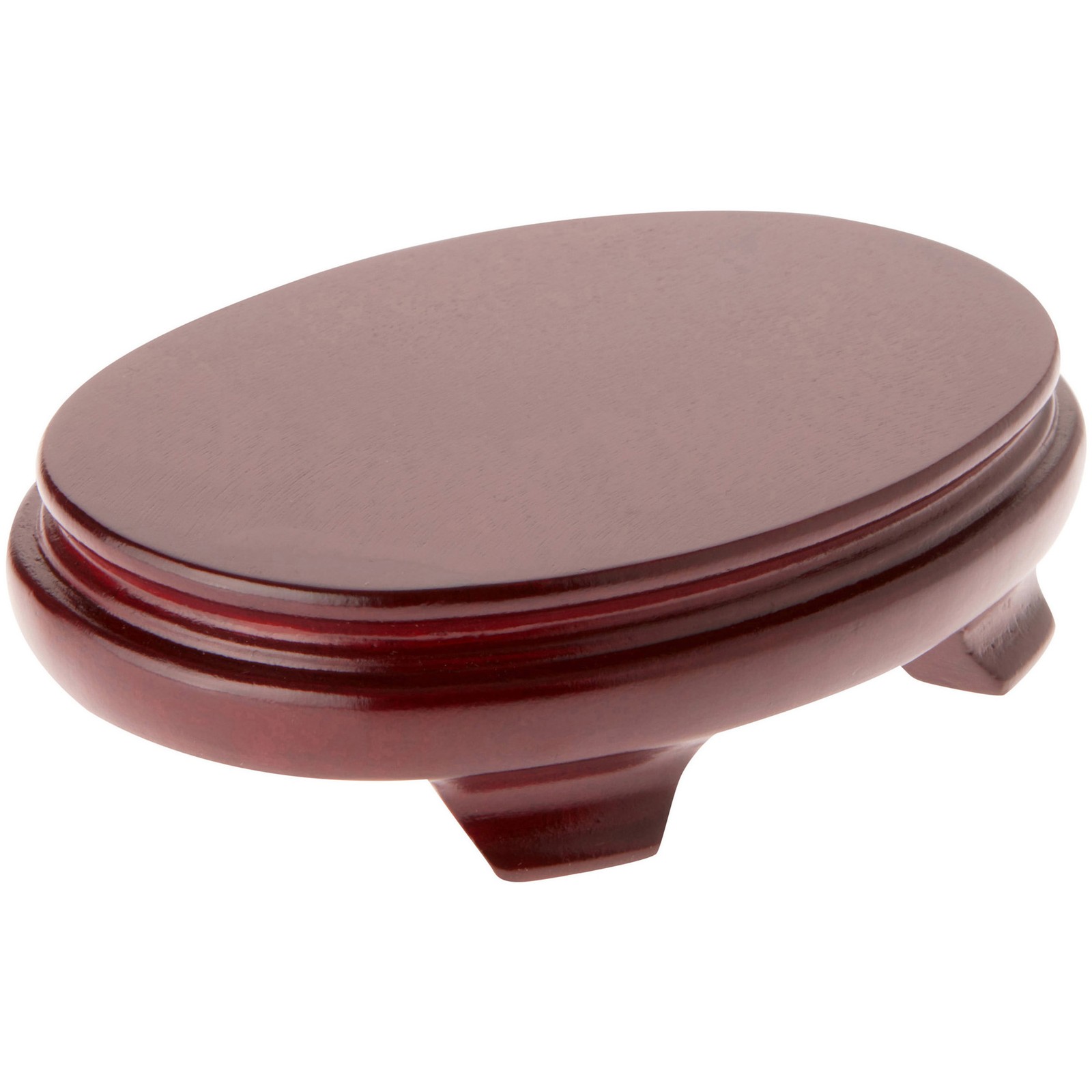 Plymor Red Oval Wood Veneer Footed Display Base, 6.375" W x 4.375" D x 1.5" H