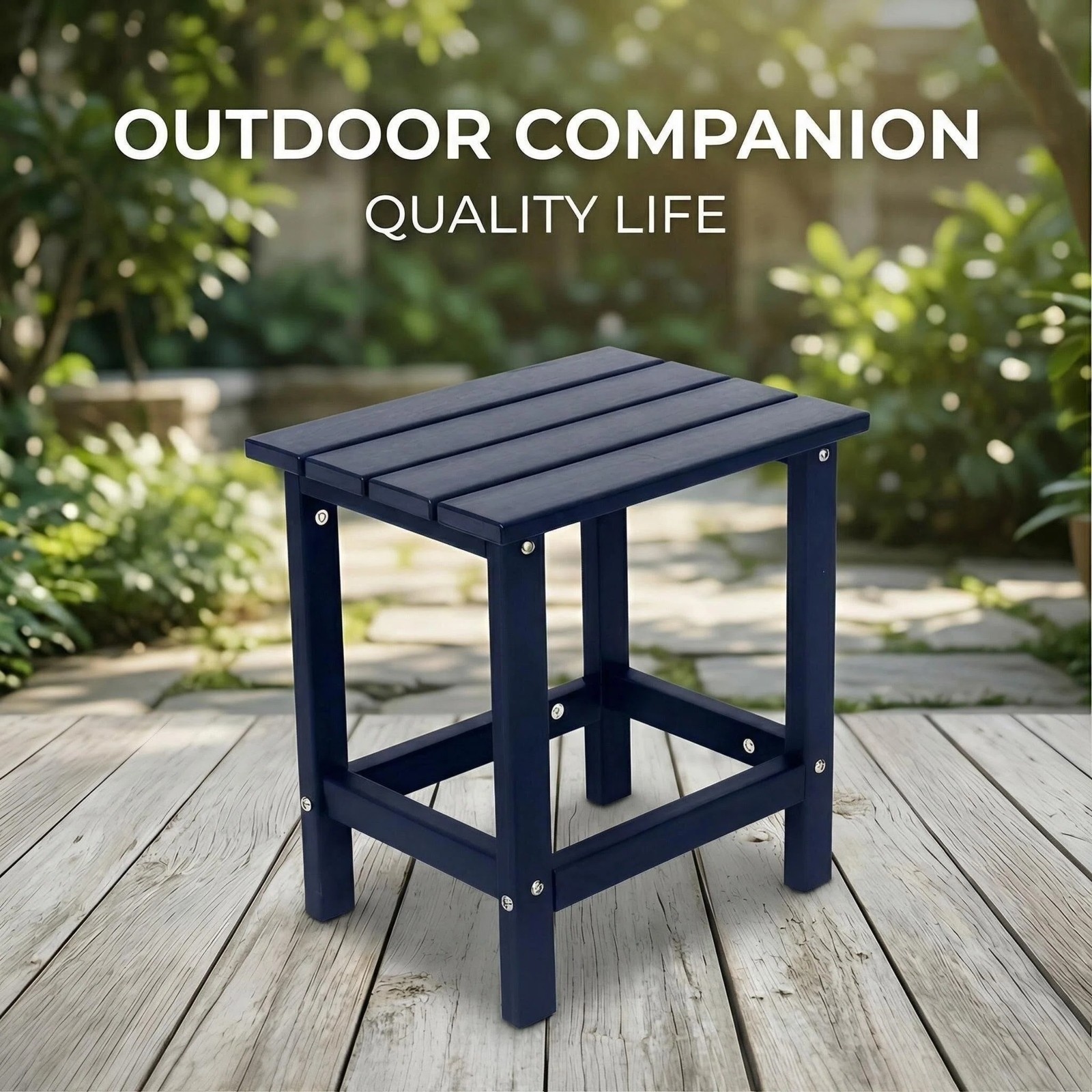 Adirondack Square Outdoor Side Table HDPE Navy Blue