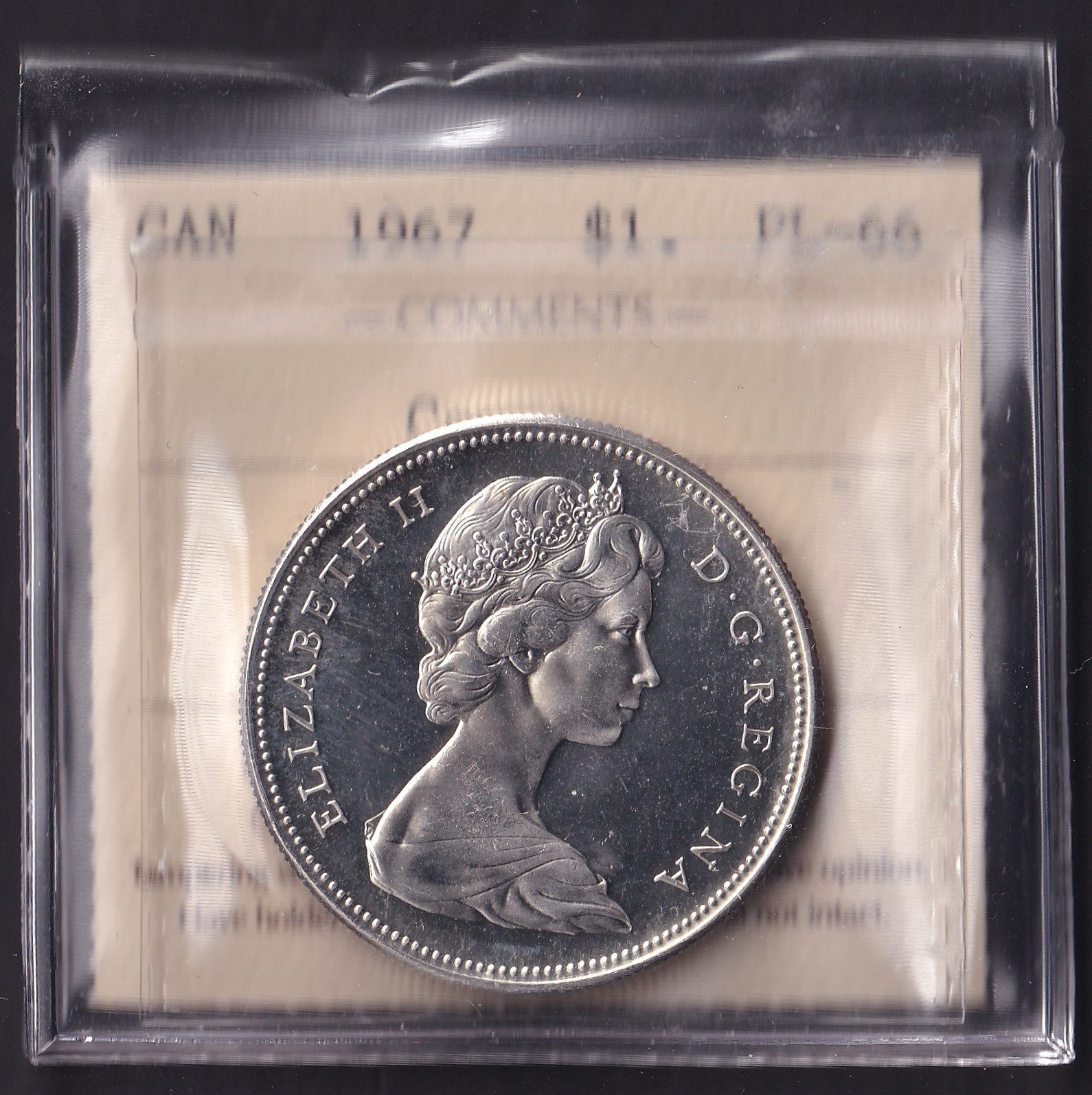 Canada 1967 $1 One Silver Dollar ICCS Graded PL66 Diving Goose Cameo 15 Degrees
