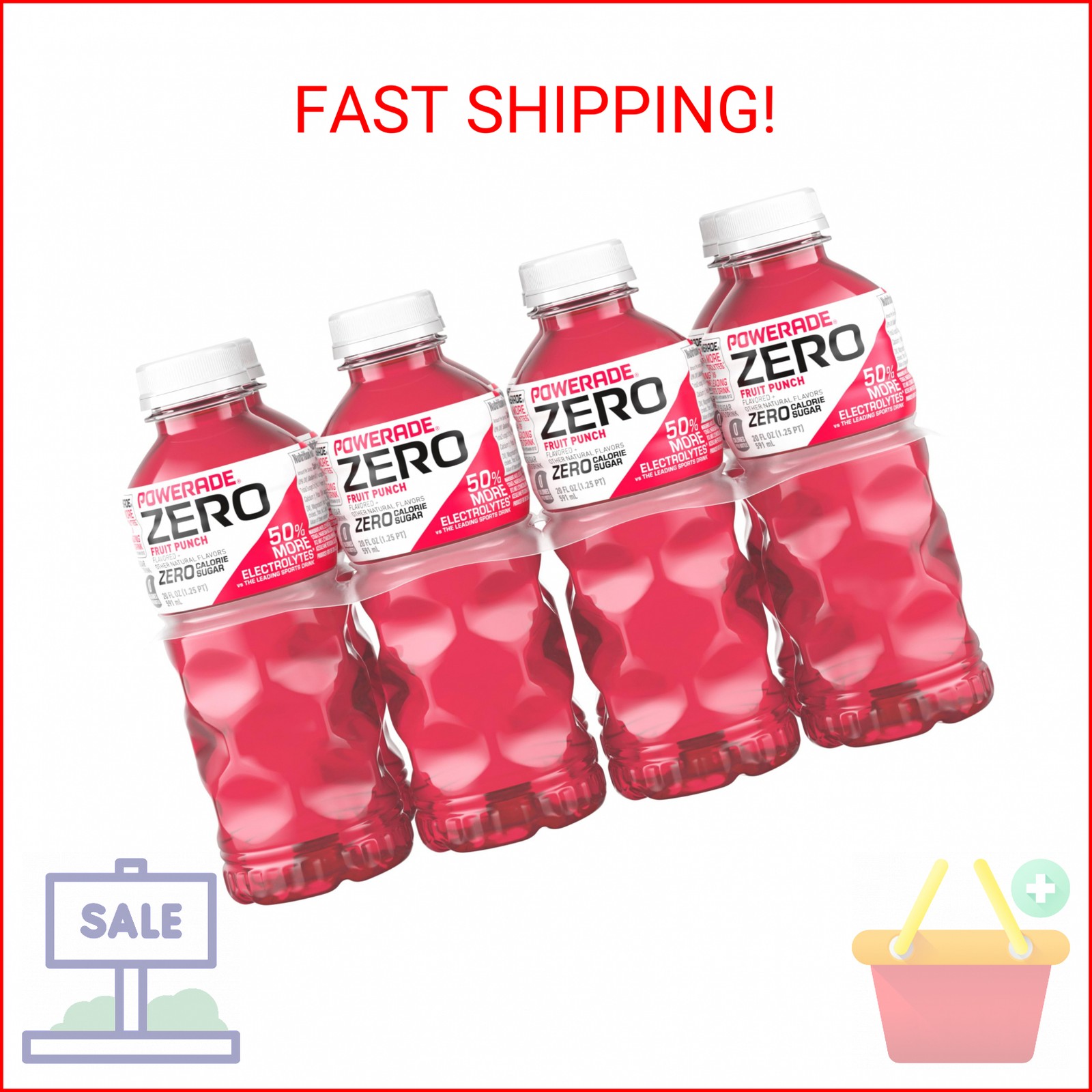 POWERADE ZERO Fruit Punch, 20 fl oz, 8 Pack