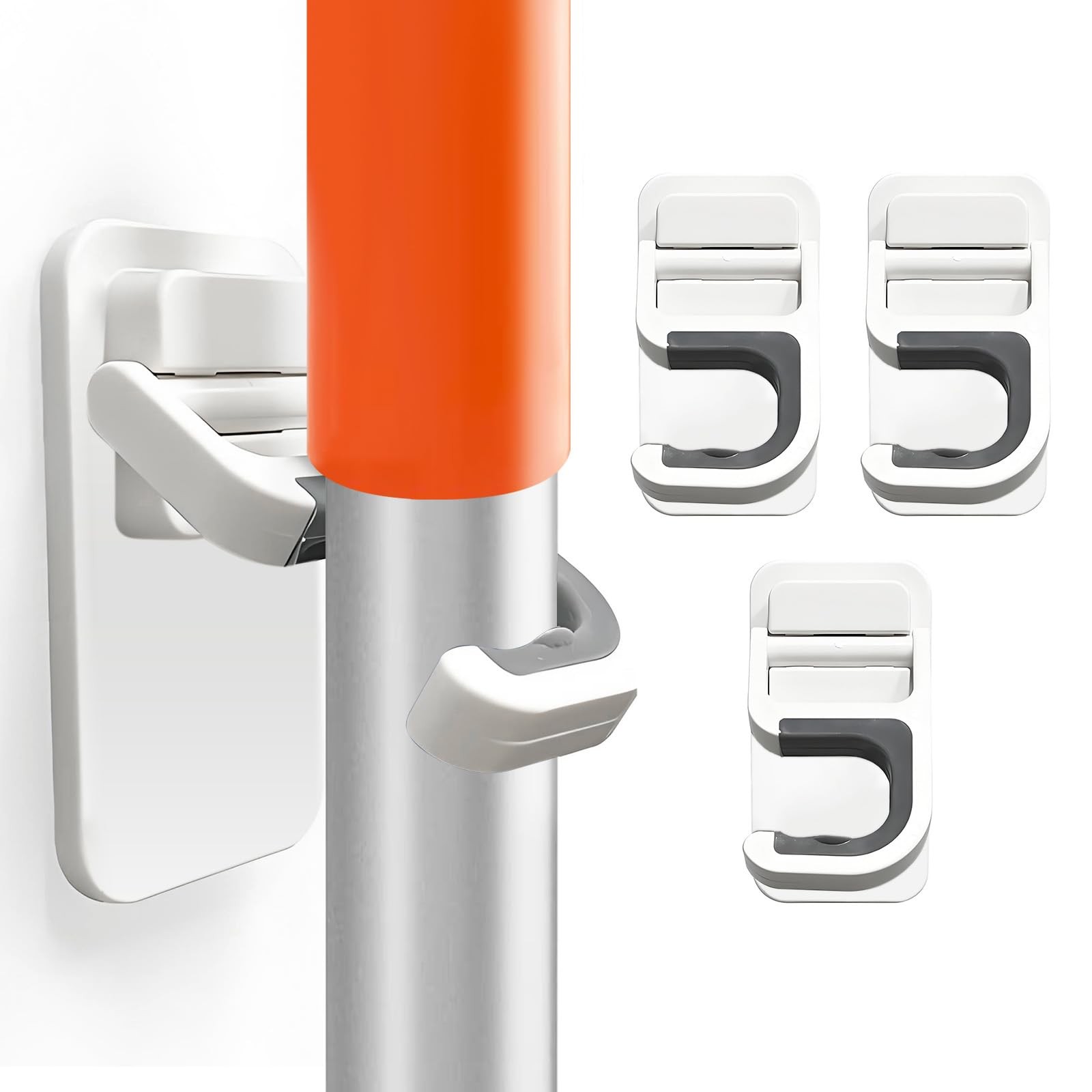 3Pack Broom and Mop Holder Wall Mount, 3 Count (Pack of 1), White-3pack