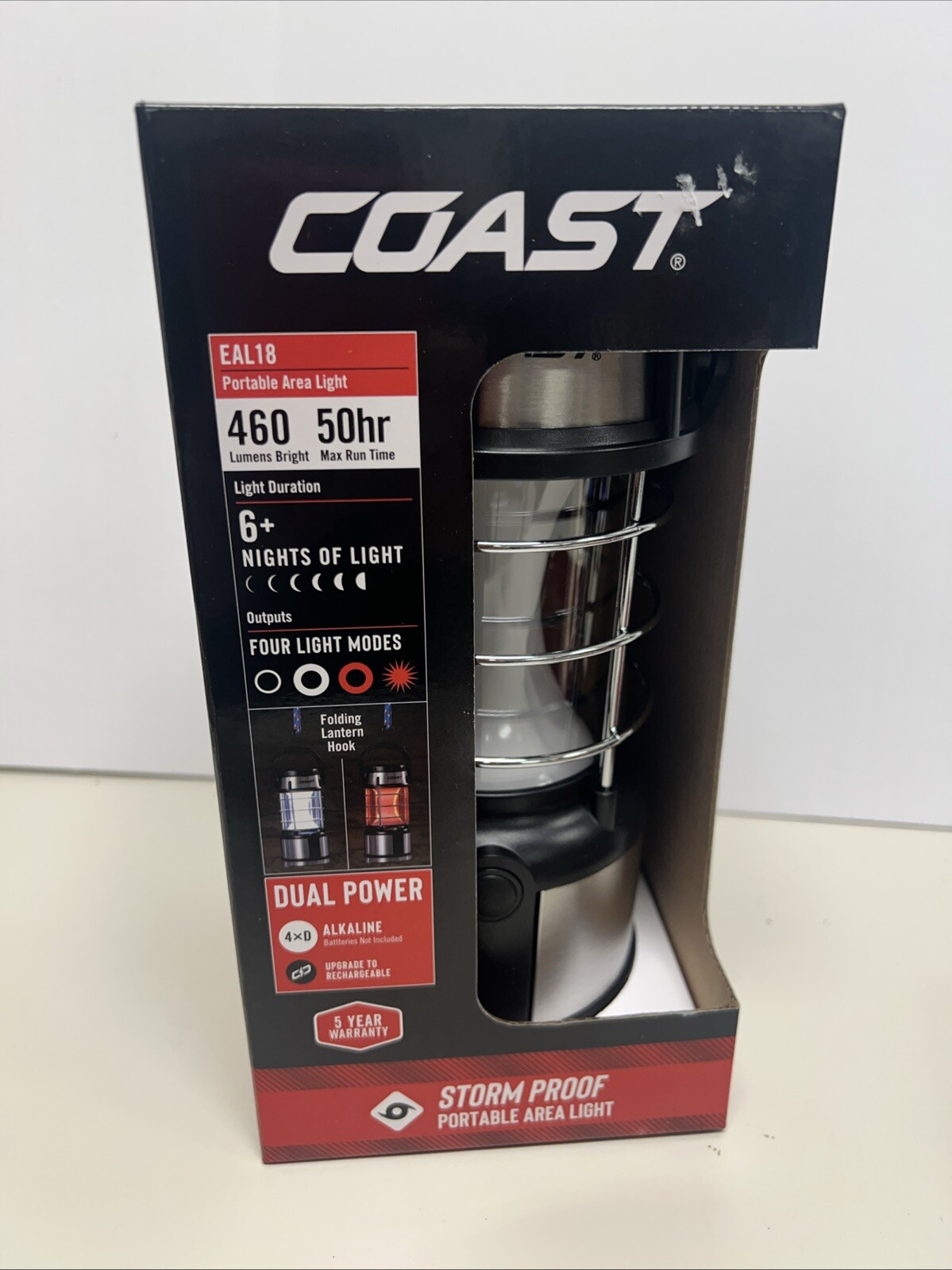 Coast Portable Area Light Storm Proof Dual Power 460 Lumens Bright EAL18 NEW