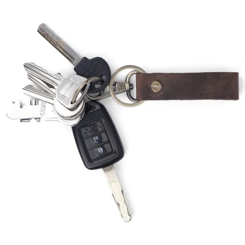 Genuine Leather Keychain with Belt Loop - Key Brown Leather Keychain Key Holder