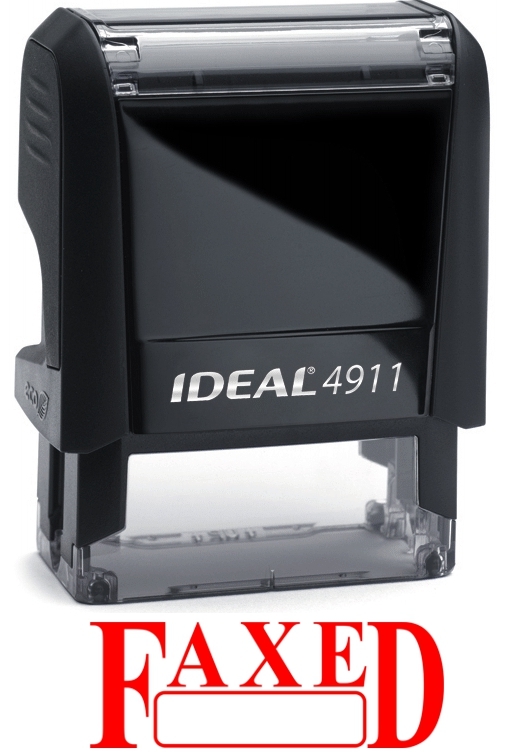 FAXED stamp text with Date Box, IDEAL 4911 Self-inking Rubber Stamp with RED INK