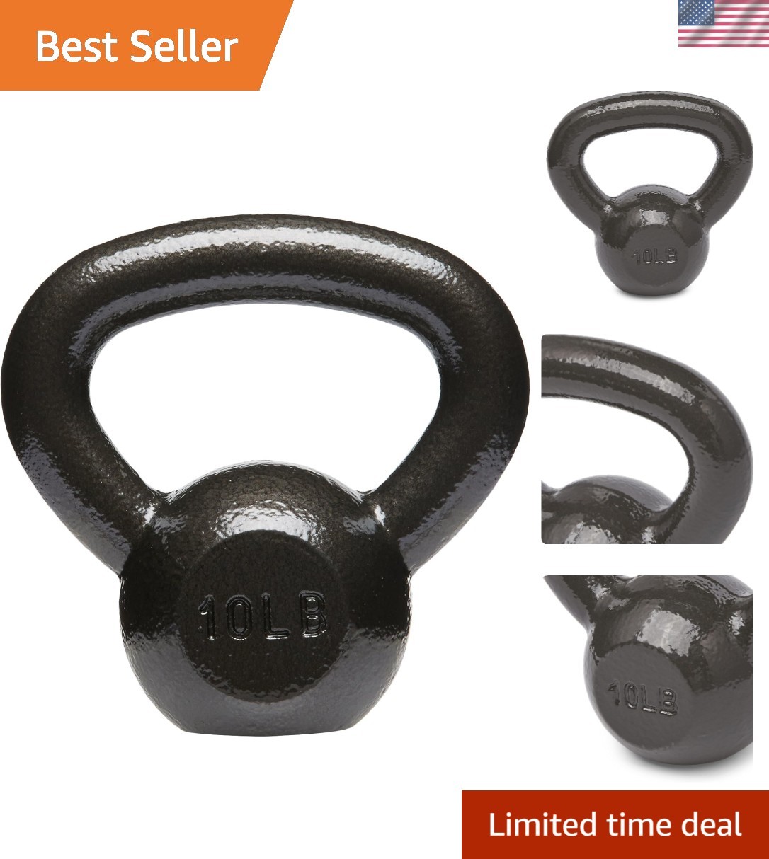 Brand New Cast Iron Kettlebell 10lb Black Portable