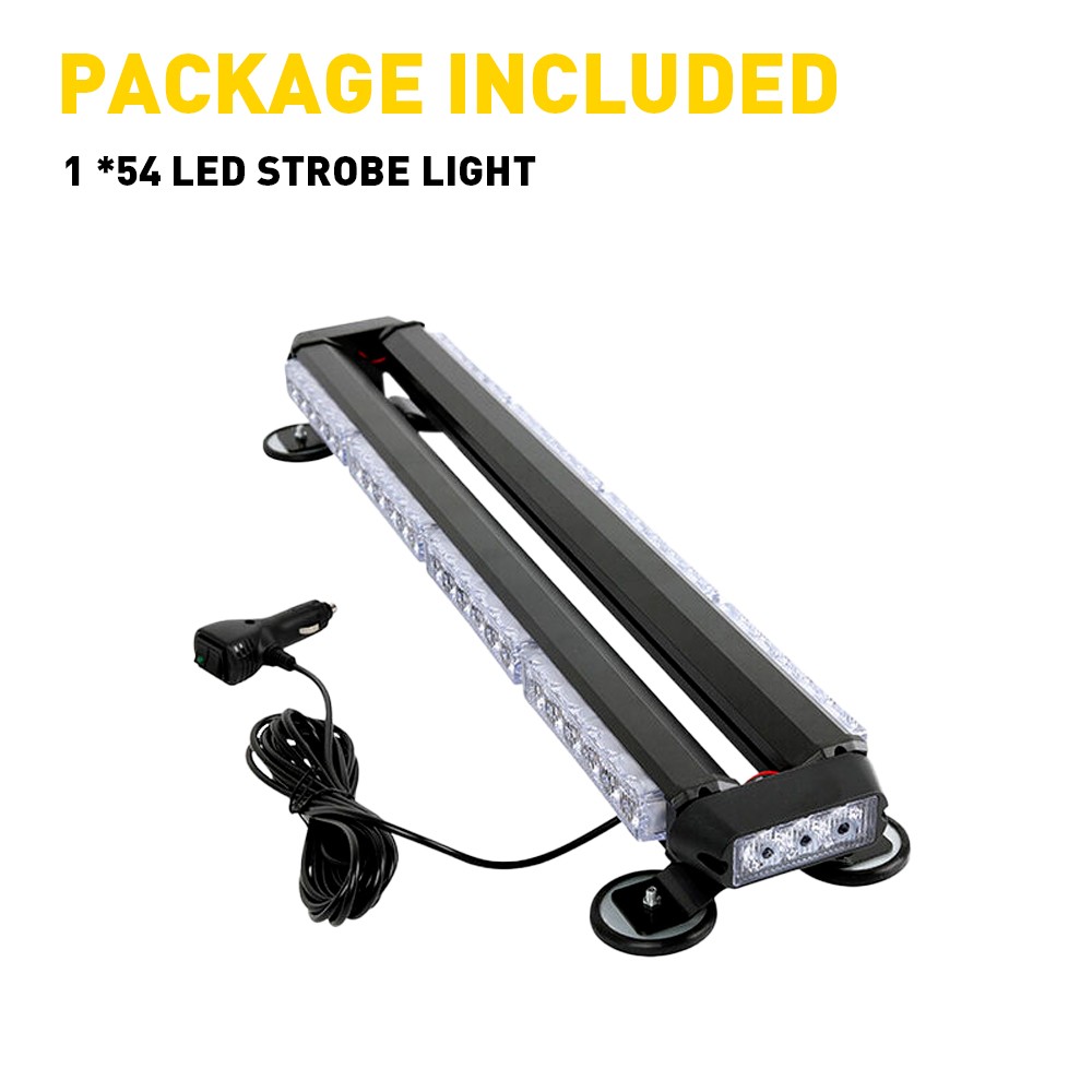 Flashing LED Lights Emergency Bar Rooftop Double Side Strobe Warning White Amber