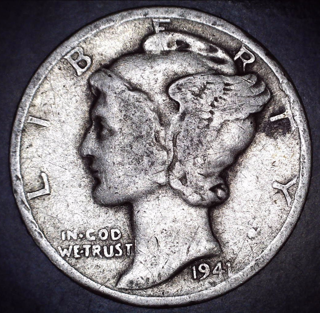 Vintage 1941-P Mercury Dime 90% Silver Circulated Coin 4