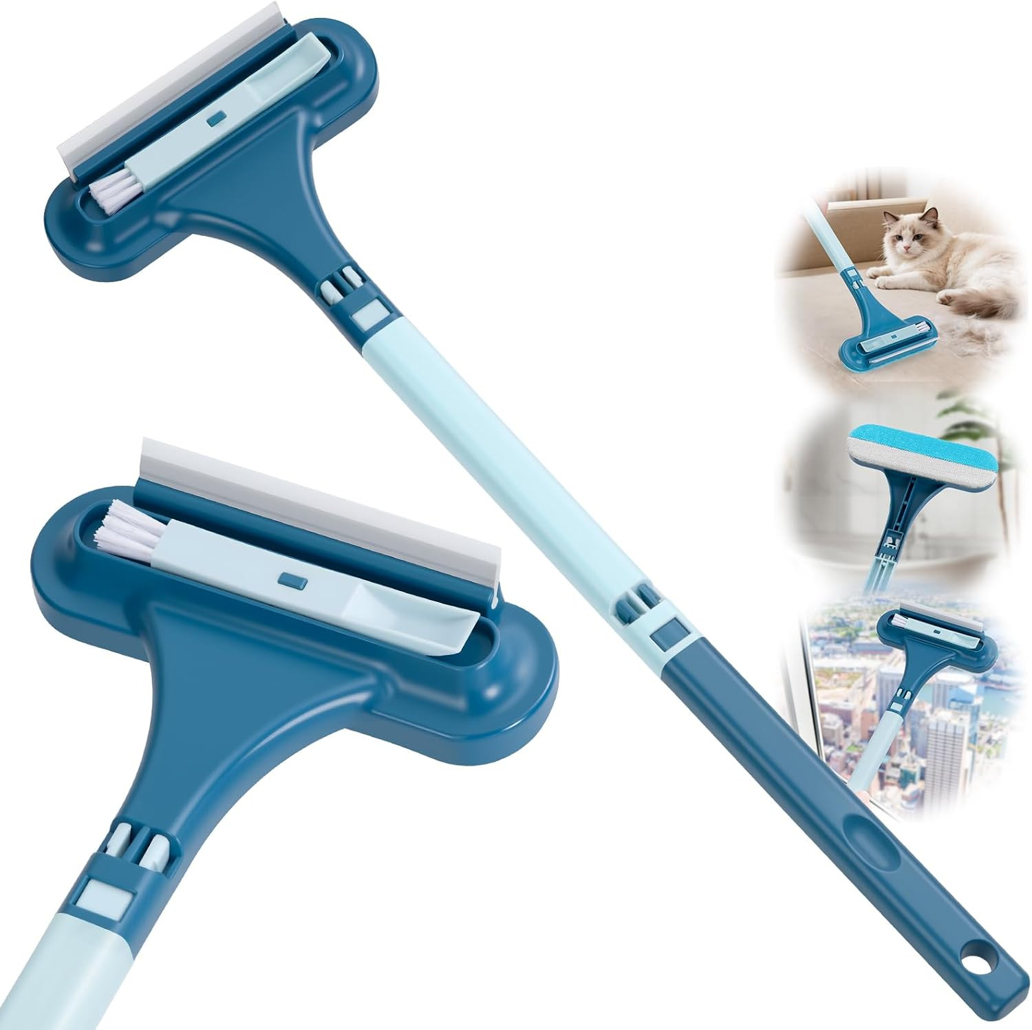 3-In-1 Screen Cleaning Brush with Squeegee - Window Mesh Cleaner & Pet Hair Remo