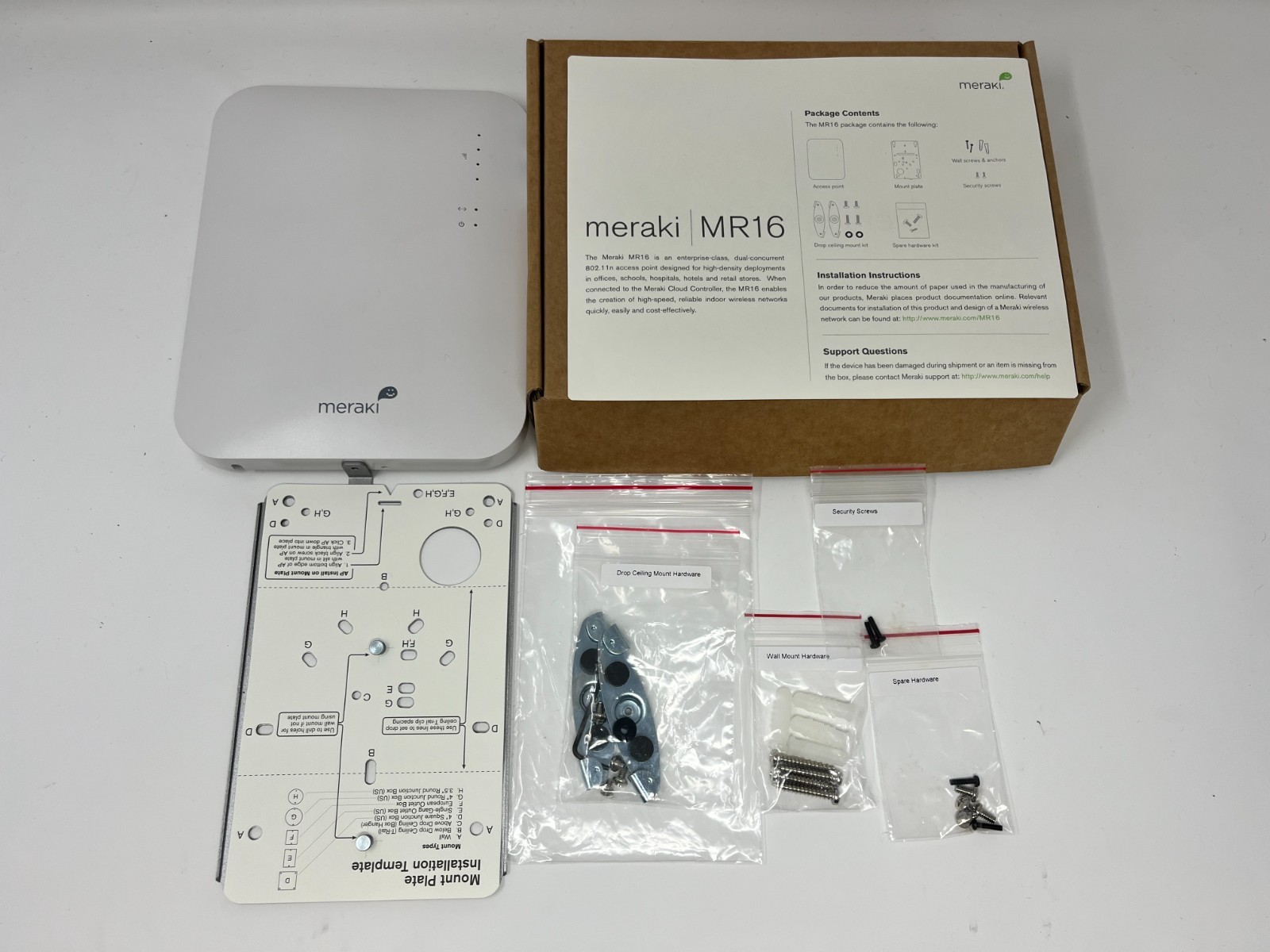 Cisco Meraki MR16 With Mount Plate And Mounting Hardware