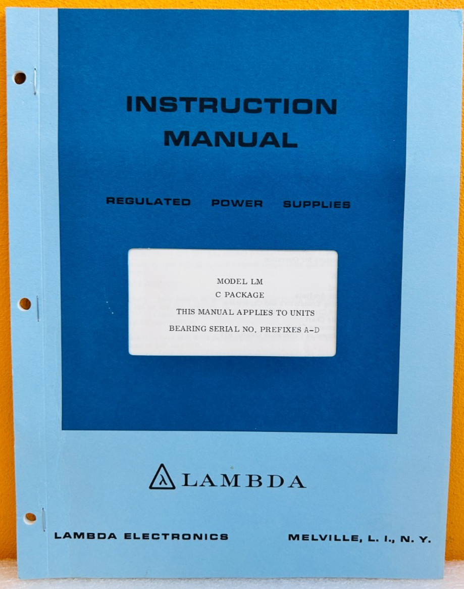 Lambda IM-LMC Model LM C Package Prefixes A-D Instruction Manual.