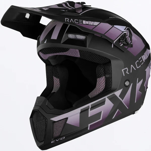 New OEM FXR Clutch Evo Snowmobile Helmet, Size XS, Color Purple - 230620-8400-04