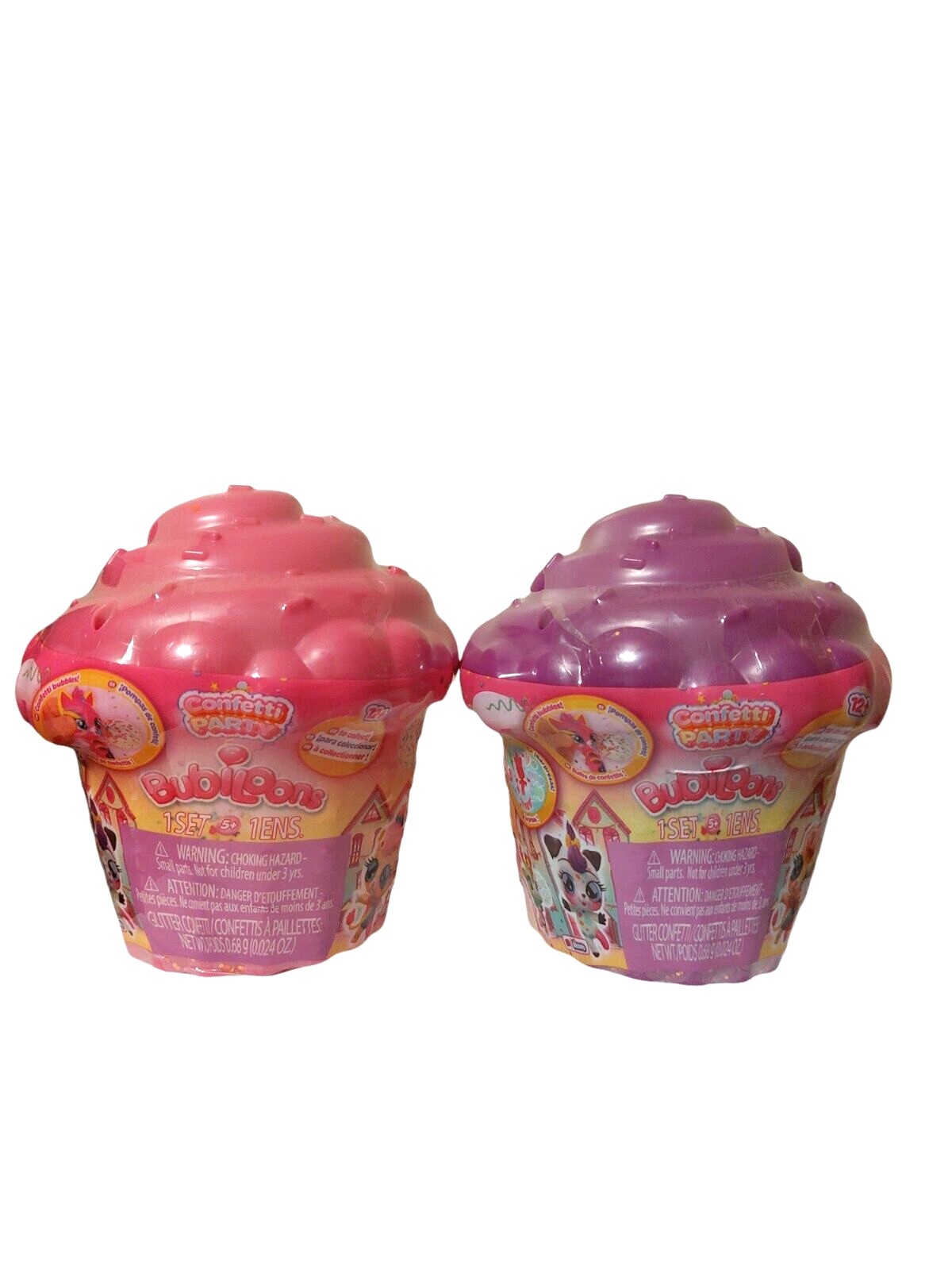 2x Bubiloons Confetti Party 1 Pink & 1 Purple Surprise by IMC Toys - Sealed