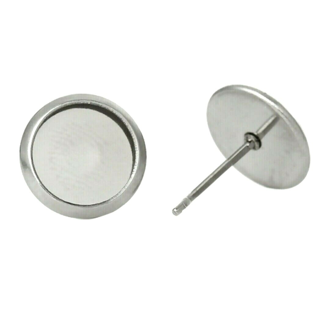 30 Stainless Steel Post Stud Earring Wire Fits 6mm Cabochon Settings Cups Beads