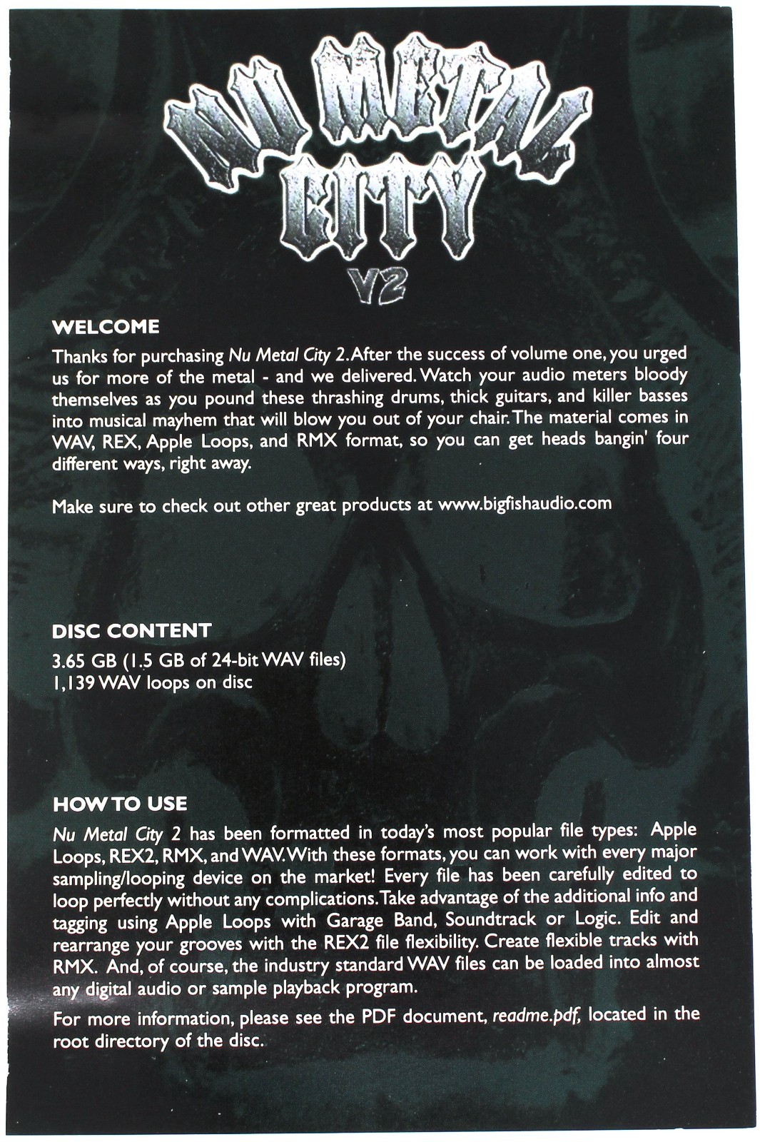 Big Fish Audio Nu Metal City 2 Sample/Sound Library/Sampling CD Wav Rex