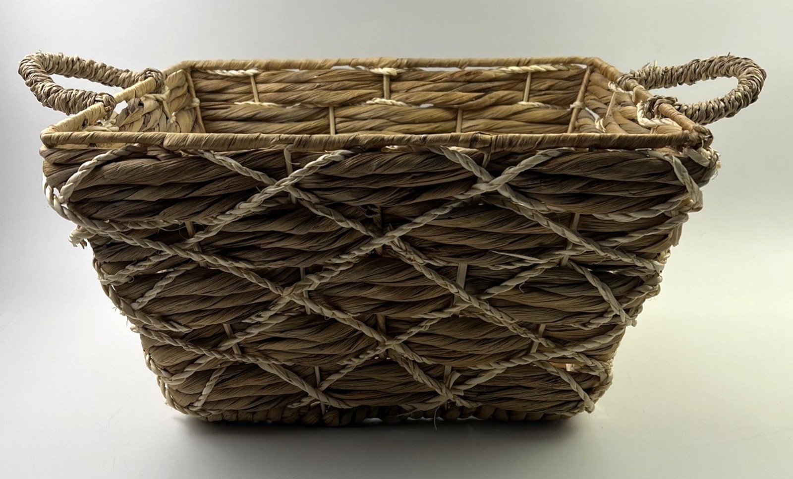 Found & Fable Kai X-Weave Rectangle Storage Basket, Handwoven Wicker 14"Lx11.5"W