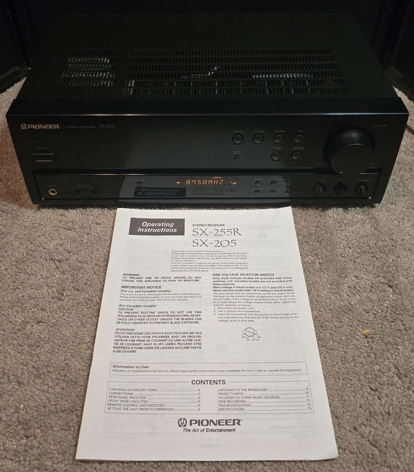 Vintage Pioneer SX-205 Home Audio Video AM FM Stereo System Receiver FREE SHIP!!