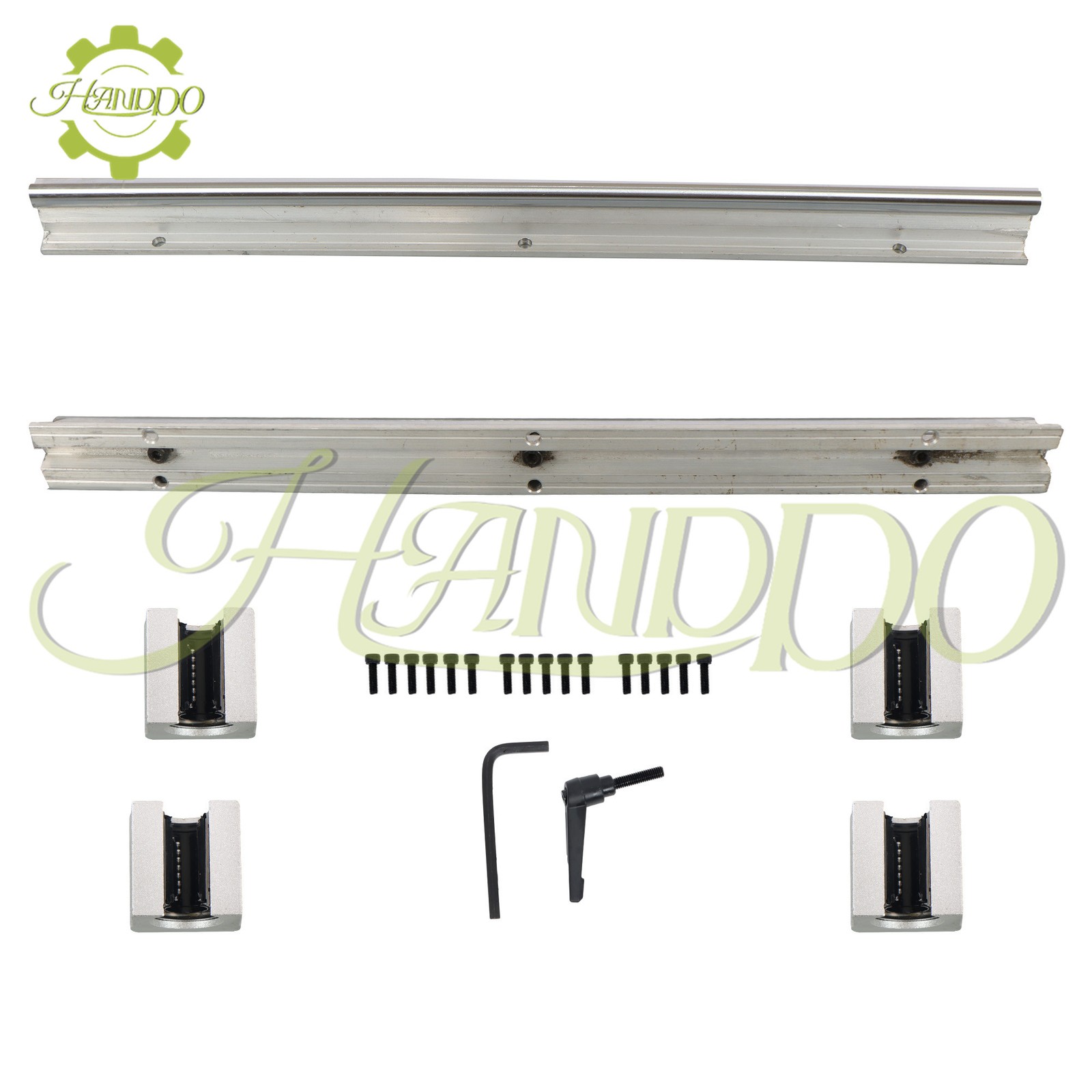 New 2Pcs SBR12-400mm Linear Shaft Rail + 4× SBR12UU Square Type Bearings Block