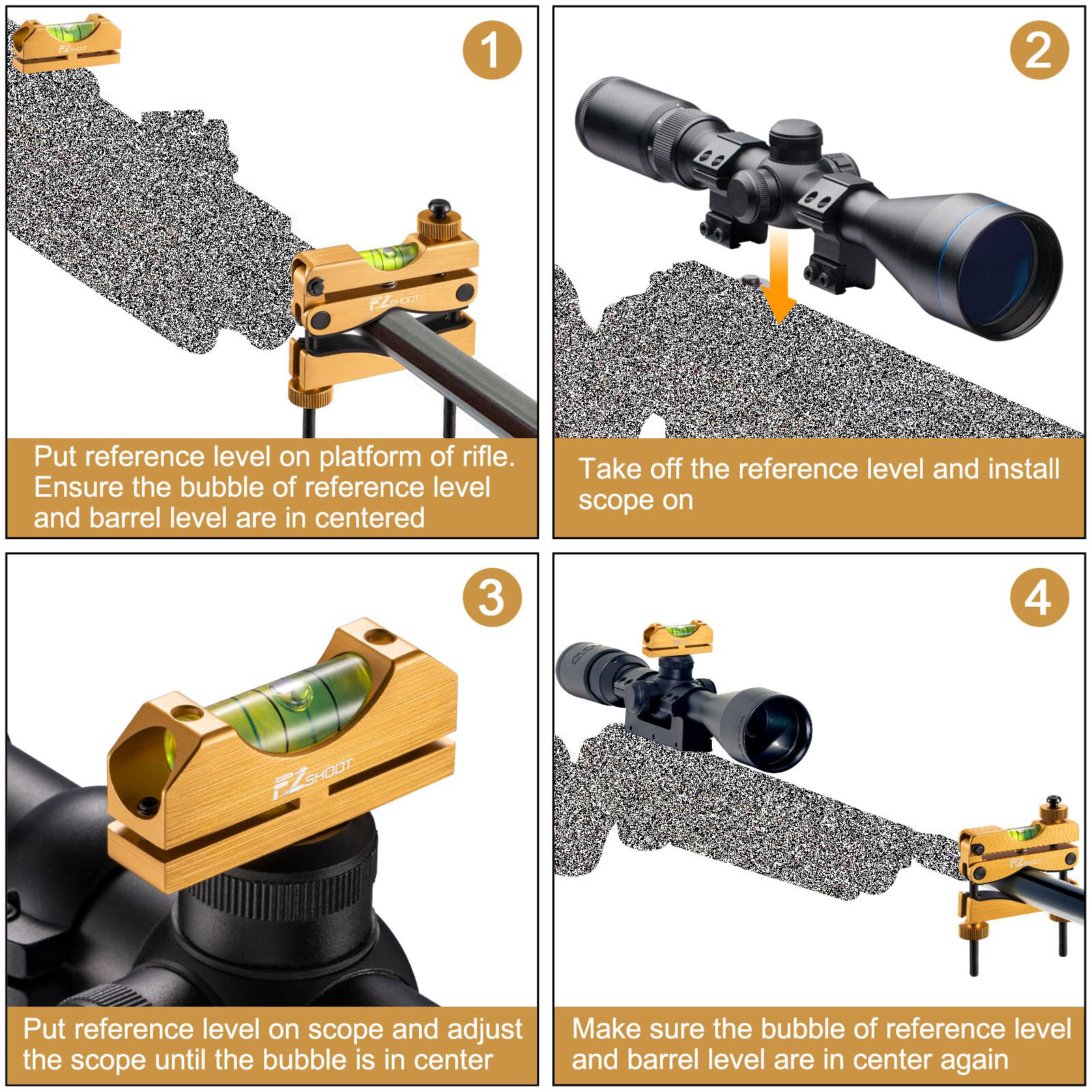 Scope Bubble Level with Magnetic Bottom + Barrel Clamp Scope Leveling Tool Combo