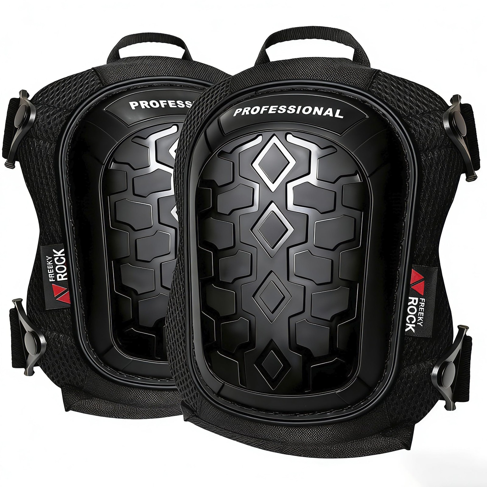Heavy Duty Work Knee Pads Gel Foam Cushion AntiSlip Cap Reinforced Straps Black