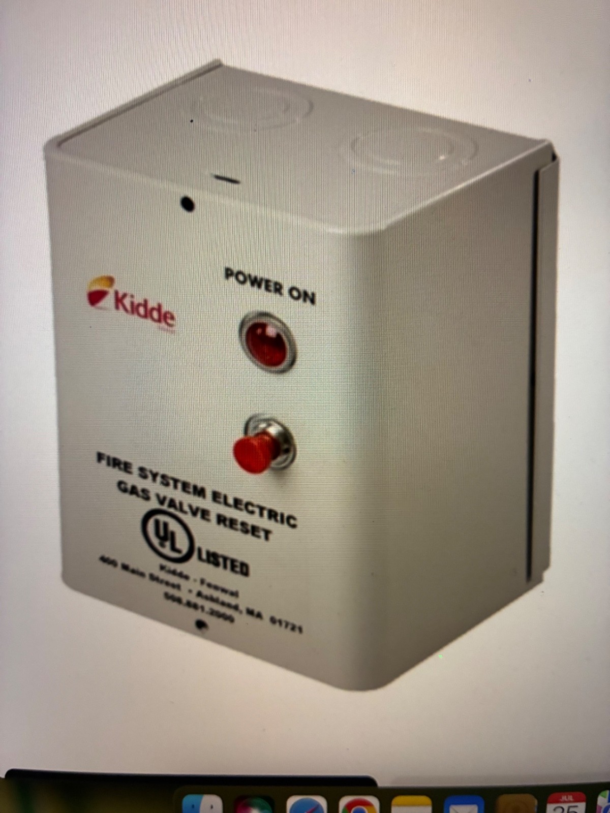 Kidde fire alarm gas valve reset button