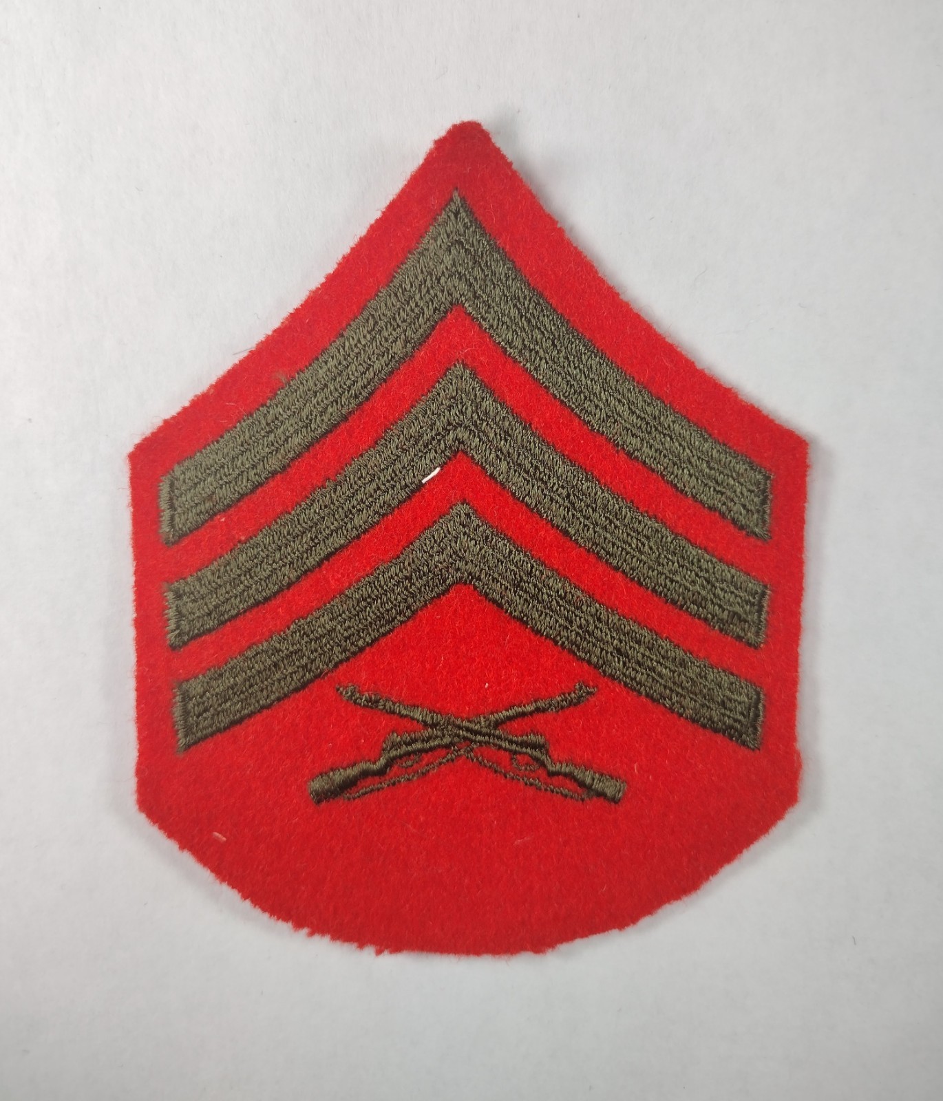 USMC Sergeant E-5 Green on Red Embroidered Patch