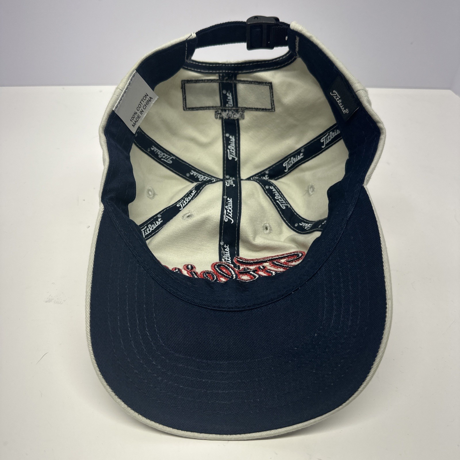 Titleist Golf Strap Back Hat Beige Cap Embroidered #1 Lynch Adjustable