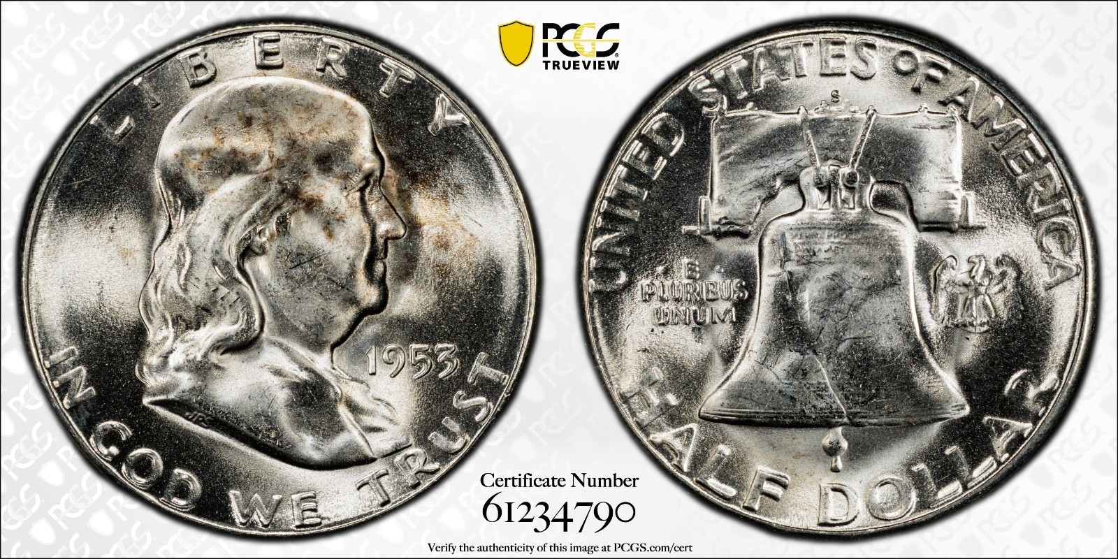 1953-S Franklin Half Dollar PCGS graded MS64, FBL ???