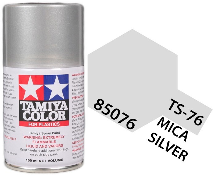 Tamiya 85076 TS-76 Mica Silver Lacquer Spray Paint 100ml - US